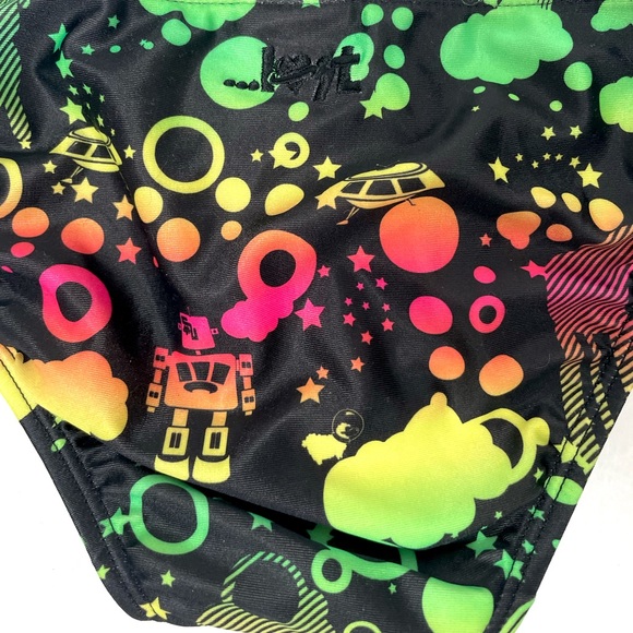 Lost Bikini Bottoms Size Extra Small Neon Green Yellow Red Tie Sides - Picture 4 of 4